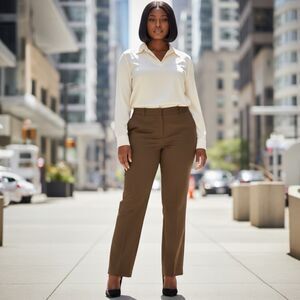 Lafayette 148 Brown Pants Size 16 Wool Blend Career Business Staple Quiet Luxury